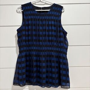Club Monaco blue and black striped sleeveless lined blouse size M